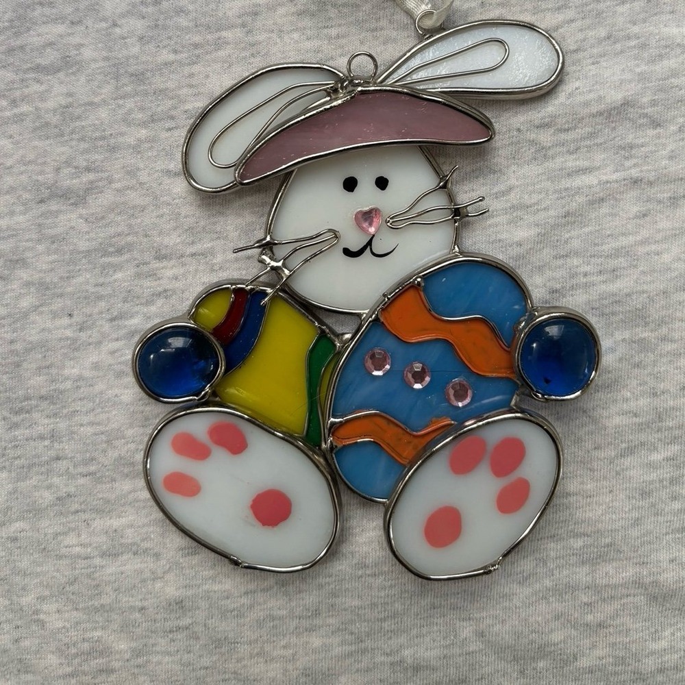Vintage Stained glass bunny-Hand made
